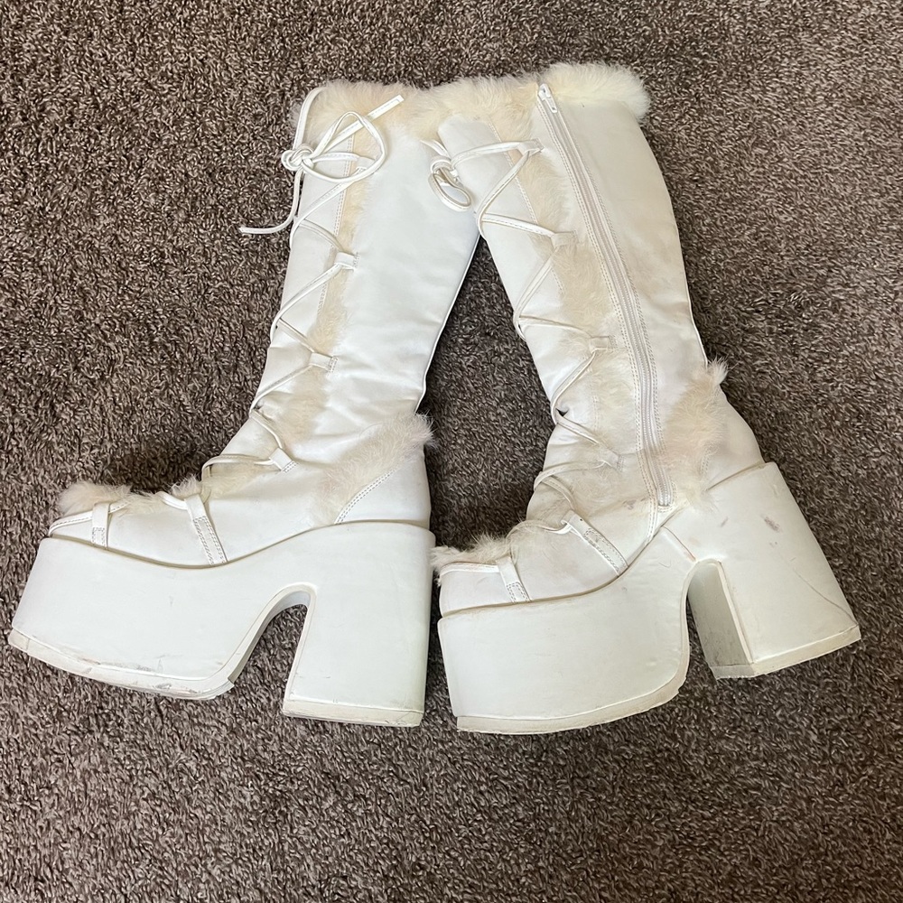 Demonia Gogo Boots with Fur - Size 9